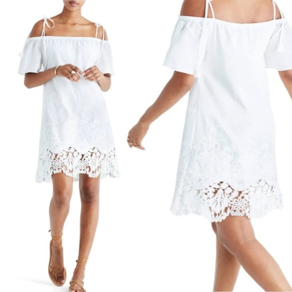 NWOT Madewell Eyelet Cold-Shoulder Mini Dress
